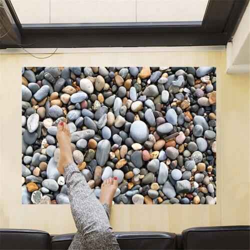3D Cobblestone Wall Decals Non-slip Floor Sticker Vinyl DIY Modern Art Removable Mural Bathroom Corridor Living Room Home Decor