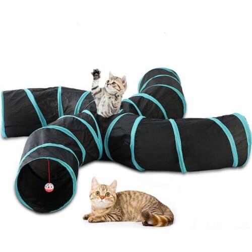4 Holes S-type Foldable Pet Cats Tunnel Indoor Outdoor Training Toy Puppy Dog Cat Fun Toys for Puzzle Exercising Tunnel Toys