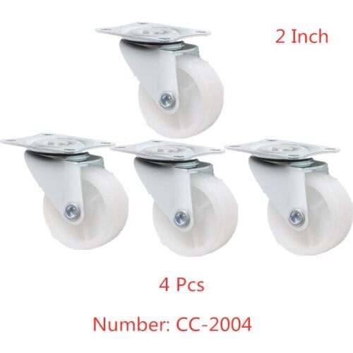 4 Pcs/Lot Caster 2 Inch Omnidirectional Wheel White Pp Universal Industrial Dryer Small