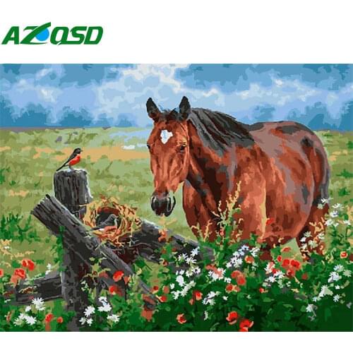 AZQSD Pictures Oil Painting By Numbers Horse Diy Painting By Numbers Animal Hand Paint Kit Canvas Acrylic Art Home Decor Gift