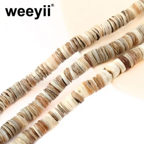 About 7mm Natural Mixed Spacer Beads Oblate Loose Shell Beads For Jewelry Making DIY Necklace Bracelet Earring Accessories
