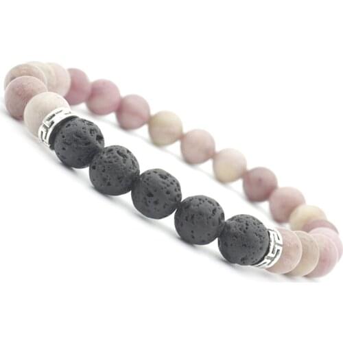 8mm Rhodochrosite Yoga Beads Natural Stone Bracelet Men Women Volcanic Lava Stone Essential Oil Diffuser Bracelets Bangle Gift