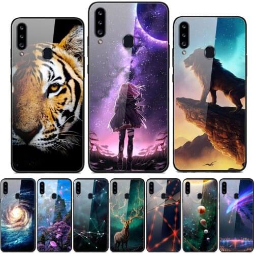 For Samsung A20S Case Cute Pattern Glass Back Hard Cover For Samsung Galaxy A20S 2019 Case A 20S Phone Case Capas Fundas