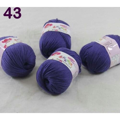 Color Optional 4 ballsX50g Cashmere Silk Velvet Children Hand Kintting Yarn 1843 Navy blue
