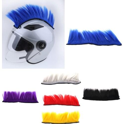 30cm Motorcycle Helmet Mohawk Hair Wig Patches Skinhead Costumes Hairpiece Wig for Cosplay Party Adhesive DIY Helmet Hair wig
