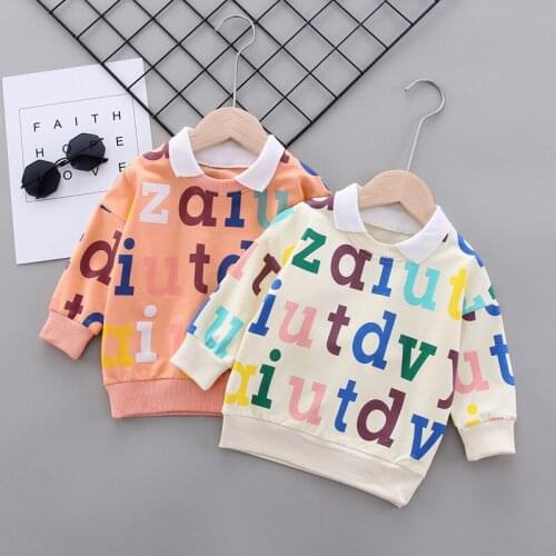 Baby Boys T-Shirts Kids Cartoon Letter Long Sleeve T-shirt Child Cotton Clothes Autumn Spring Boy Shirt Children Tops Tee