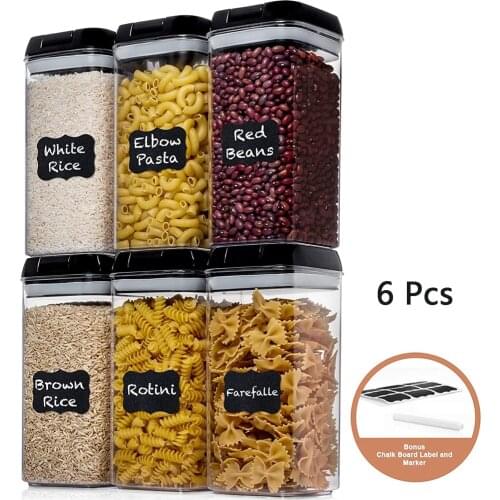 1.2L Airtight Food Storage Container 6Pcs Set,Plastic Food Container Kitchen Multigrain Sealed Storage Jar,Cans for Bulk Cereals