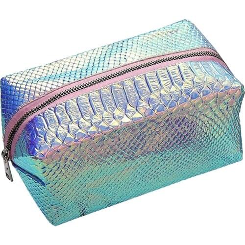Holographic Mermaid Cosmetic Bag Makeup Bag Toiletry Travel Bag Handy Large Protable Wash Pouch Zipper Handbag Carry Case Organi