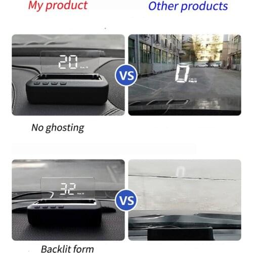 Hud Mirror Car Head Up Display Obd2 Windshield Speed Projector Security Alarm Water Temperature Overspeed Rpm Voltage 1pc