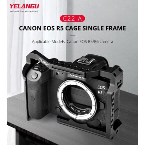 Yelangu C22 DSLR Camera Cage for Canon EOS R5 and R6 With Cold Shoe & NATO Rail 1/4'' & Quick release plate