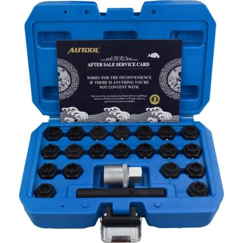 AUTOOL 22pcs Anti-Theft Screws Removal and Install Set Group Wheel Lock Lugnut Anti-Theft Removal Key Socket Set for BMW