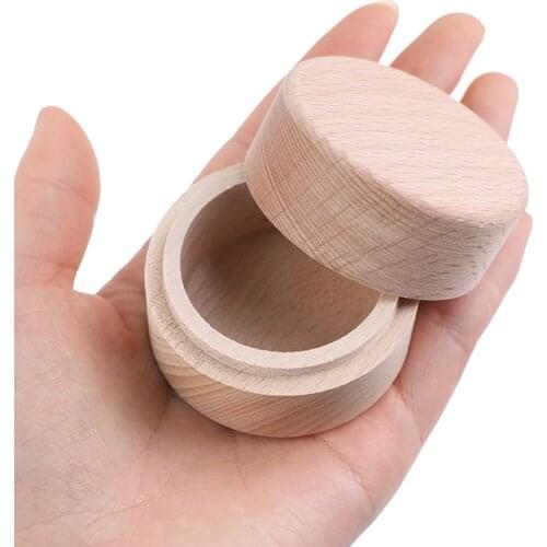 1PC High Quality Rustic Ring Box Round Wooden Wedding Engagement Ring Box Rings Holder Box Jewelry Display Containers