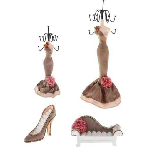 Creative Jewelry Rack Model Dress High-heeled Shoes Earring Necklace Ring Jewelry Holder Stand Display Organizer