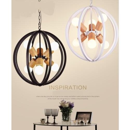 Creative personality Pendant Lights cafe aisle bedroom restaurant Nordic modern log black and white globe LED Pendant Lamps MZ1