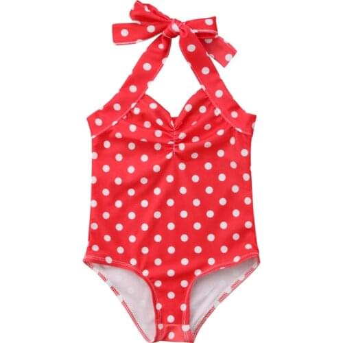 Summer Toddler Swimwear Girls Swimming Costume Bikini Baby Biquini Beachwear Newborn Halter Polka Dot One-Piece Swimsuit