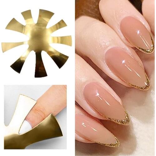 Nail Beauty Template Irregular DIY Stainless Steel French Nail Plate Model for Beauty