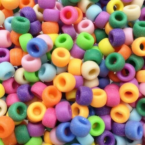 50pcs 8mm Color Frosted Acrylic Large Hole Beads DIY Handmade Bead Material Accessories