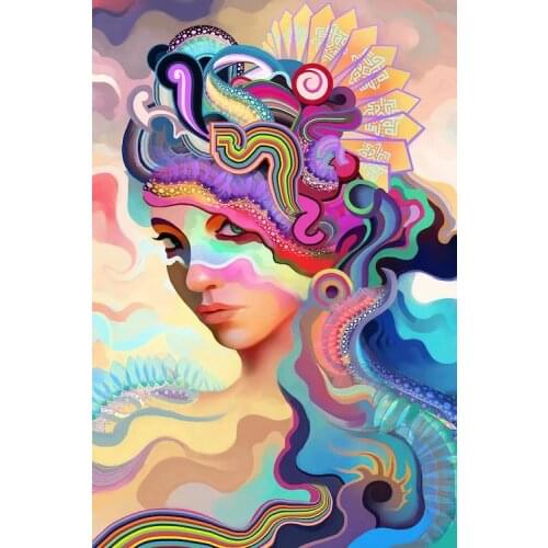 5D DIY Poured Glue Diamond Painting Kits Scalloped Edge All kinds of Beautiful Abstract Scenery Wall Art Decoration Unique Gift