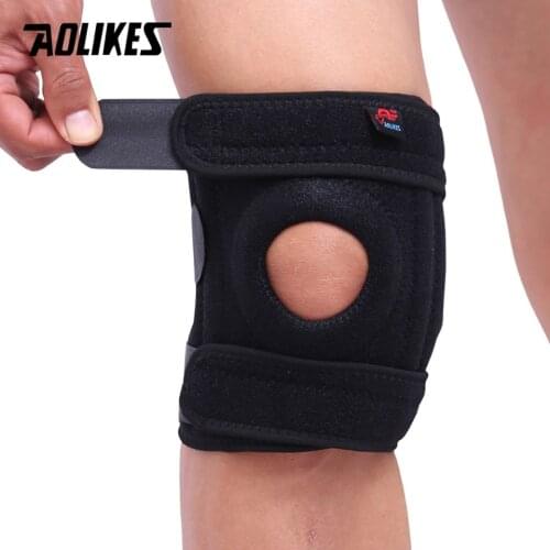 AOLIKES 1PCS Mountaineering Knee Pad with 4 Springs Support Cycling Knee Protector Mountain Bike Sports Safety Kneepad Brace
