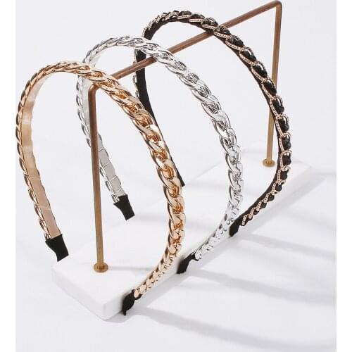 Lalynnly New Fashion Black Silver Color Metal Hairband Rhinestone Crystal Hair Band Women Girls Hair Accessories Headdress F3257