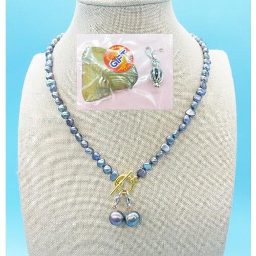 Very delicate! 100% natural black 6MM baroque pearl necklace 18"