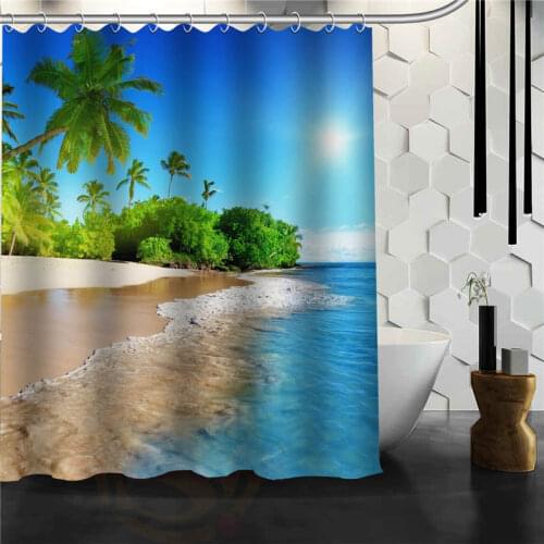 Custom Caribbean beach Shower Curtain Bathroom Products Creative Polyester Home Shower Curtain/Bathroom Product