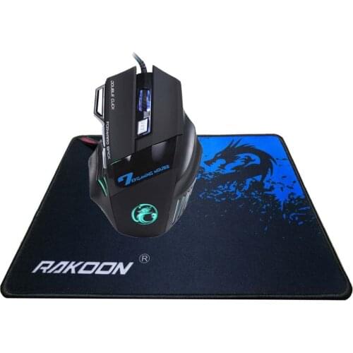 OUTMIX PC Gaming Mouse Gamer Gaming Multi Color LED Optical USB Wired Gaming Mouse+Rakoon Gaming Mouse Pad Gift for Pro Gamer