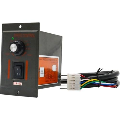1PC US-52 220V 50HZ AC Motor Speed Control Switch Forword Backword 6W-250W With Filter Capacitor 6 Pins Connector CCW/CW