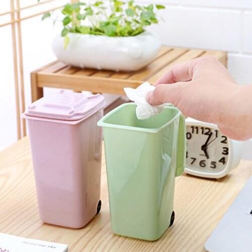 Mini Small Waste Bin Desktop Garbage Basket Home Table Plastic Office Supplies Trash Can Dustbin Sundries Barrel Box Buckets
