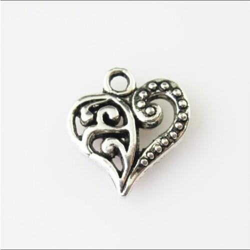 35 New Heart Flower Tibetan Silver Tone Charms Pendants 13x14mm
