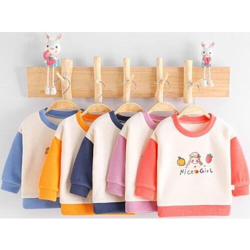 Baby Boy Color Contrast Casual Sweater Crewneck Kids Clothing For Girls Spring Autumn Winter Cute Cartoon Letter Tops Base Shirt