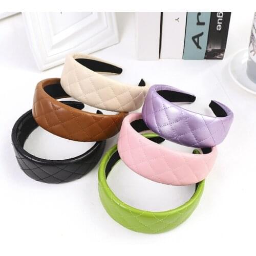 Headbands For Women Girls Korean Wide PU Hair Bands Accessories Fashion Solid Adult Diademas Bandeau Cheveux Wholesale