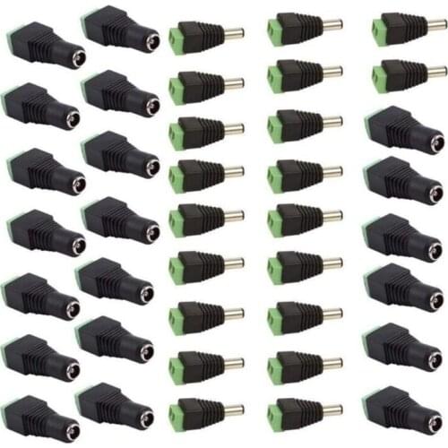 DC Power Connector 20 Pairs CCTV Power Connectors 12V Male+Female 2.1X5.5MM Adapter for CCTV Camera and LED Strip Light