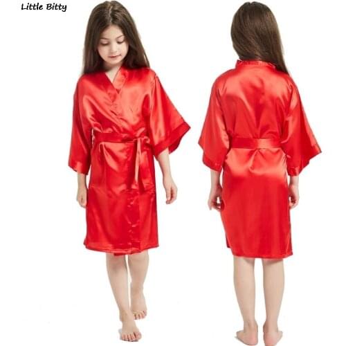 Christmas Pajamas Kids Silk Pajama Sets Toddler Girls Satin Robe Sleepwear Wedding Party Dress Bridesmaid Bathrobe Sleepwear Kid