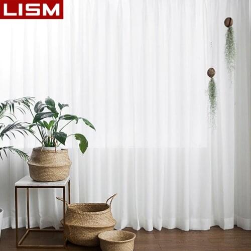 LISM White Sheer Curtains For Living Room Chiffon Tulle Curtain Bedroom Window Treatment Finished Voile Drape