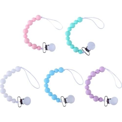 Handmade Silicone Pacifier Chains Safe Baby Teether Pacifier Clips Holder Chain Y4QA