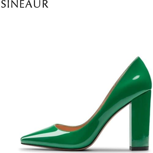 SINEAUR Women Shoes 2021 Fashion Super High-heel Pumps Chunky Heels PU Pointed Toe Office Ladies Dress Party Plus Size 35-45