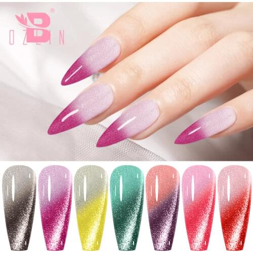 Bozlin 7.3ML Temperature Change Spar 9D Cat Eye Gel Thermal Gel Polish 2 Colors Soak Off UV Gel Nail Polish Nail Art Varnish