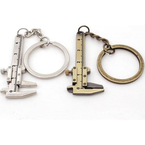 Creative Zinc Alloy Vernier Caliper Keychain Mini Tool Keyring Pendant Portable Gift