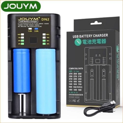 JOUYM USB Lithium Battery Charger for 18650 26650 21700 AA AAA Nickel NiMH Smart Charger For Rechargeable Battery li-ion charger
