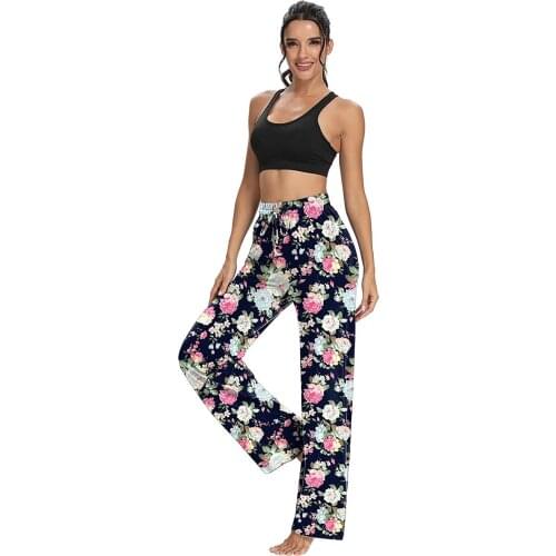 Ropa De Mujer Flower Printed Leggings Casual Elastic Waist String Side Pocket Pants Spodnie Damskie Fashion Floral Pants Jogging