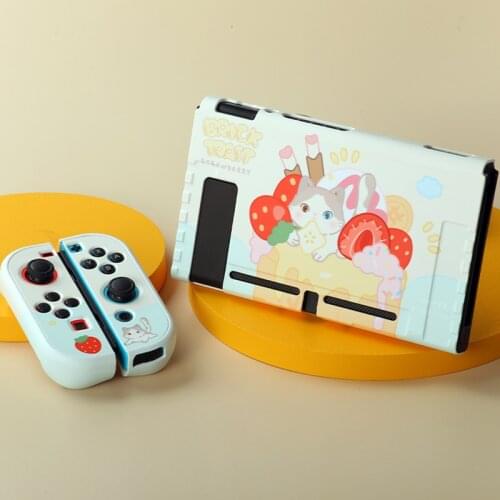 For Nintendo Nintend Switch Case Strawberry Cat Protective Shell Split Anti-fall Hard PC Cover NS Game Case For Nintendo Switch