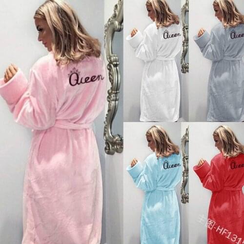 Winter Warm Flannel Bathrobe Women Knee-Length Bath Robe Nightown Thick Soft Bridesmaid Robes Female Dressing Gown Sleepwear
