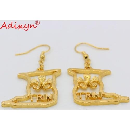 Adixyn TRINI Gold Drop Earrings for Women Girls,Gold Color Trinidad and Tobago Jewelry Style N090505