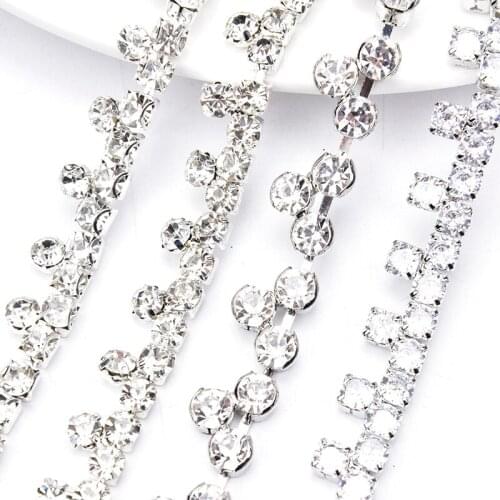 Silver Rhinestone Claw Chain Welding Zircon Diamond Trim DIY Clothing Accessories Collar Waist Decoration Crystal Tassel Fringe