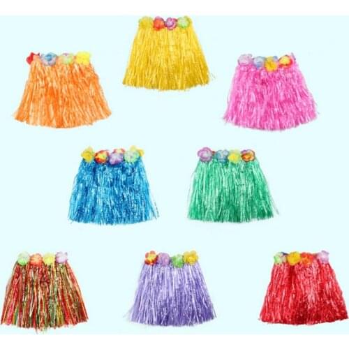 10 Colors Hawaiian Costumes Plastic Fibers Kid Grass Skirts Hula Skirt 30CM Girl Dress Up Hula Skirts Party Supplies Wholesale