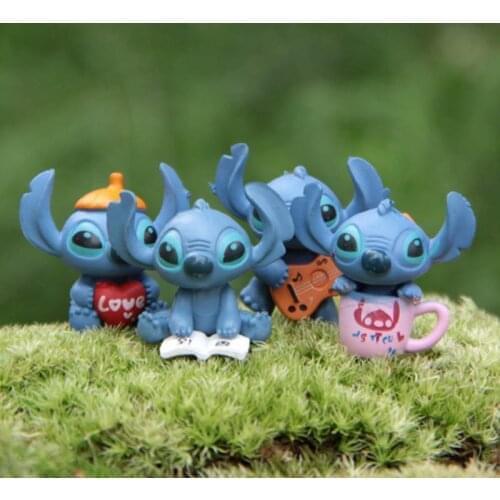 4pcs Disney Mini Stitch Figure Toy Set Anime Stitch Action Figurines Models Dolls Home Decorations Kids Christmas Gift Toys