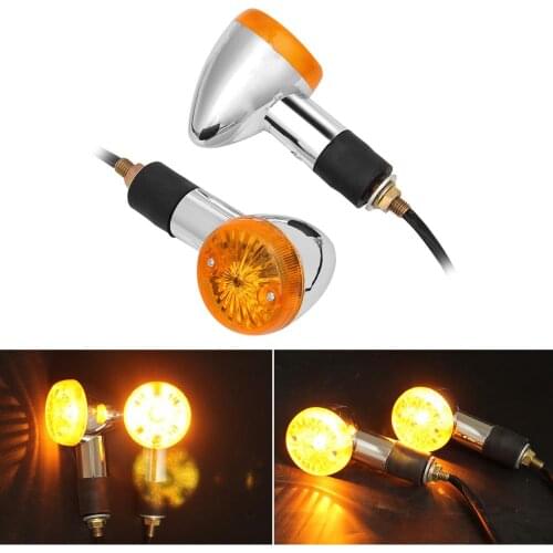4Pcs Motorcycle Turn Signal Lights Chrome Bullet Front Rear Blinker Indicator Light Indicators Blinkers Amber Yellow Lamp