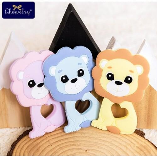 5pcs Baby Animal Silicone Teethers Food Grade Lion Baby Teething Product Accessories Nursing Gifts For Pacifier Chains BPA Free