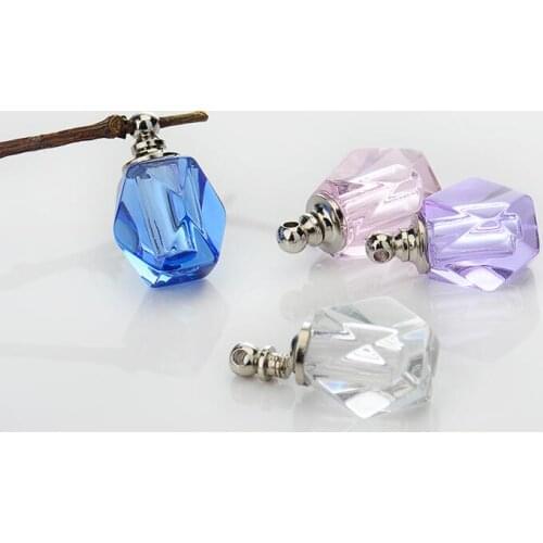 50pcs/lot Crystal vial pendant Mini Perfume bottle charms name on rice art Essential oil fashion necklace party diy gift jewelry